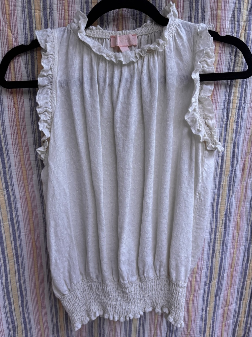 Charmed Hearts Ivory Boho Sleeveless Ruffle Blouse Size S
